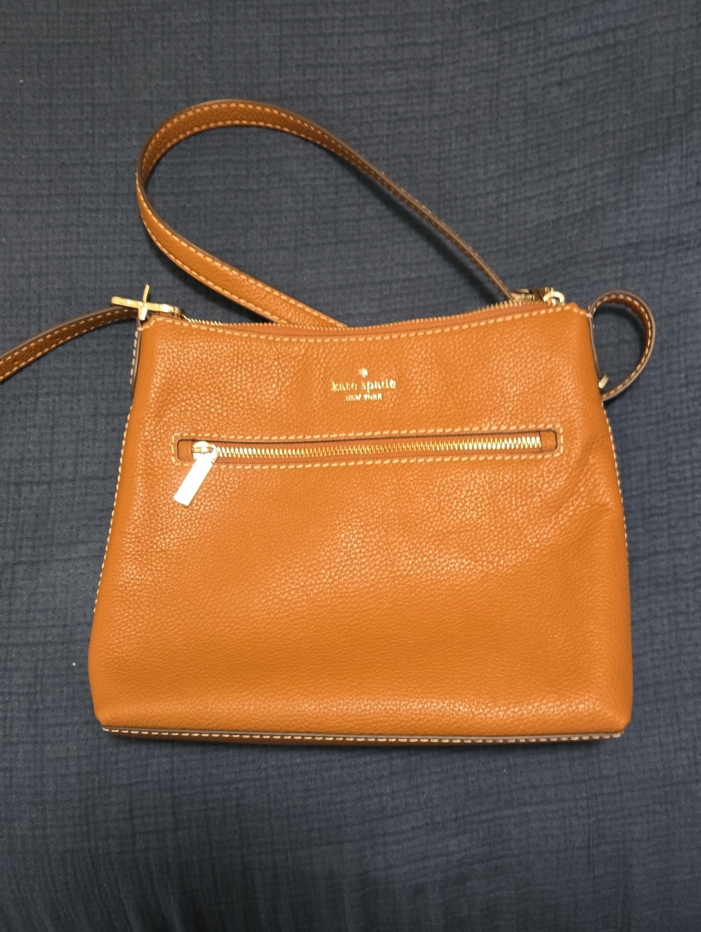 kate spade Cognac Pebbled Leather Crossbody Bag
